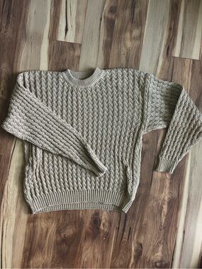 VINTAGE Fenn Wright and Manson Basix Large Pale Gold/Cream Chunky Sweater size L